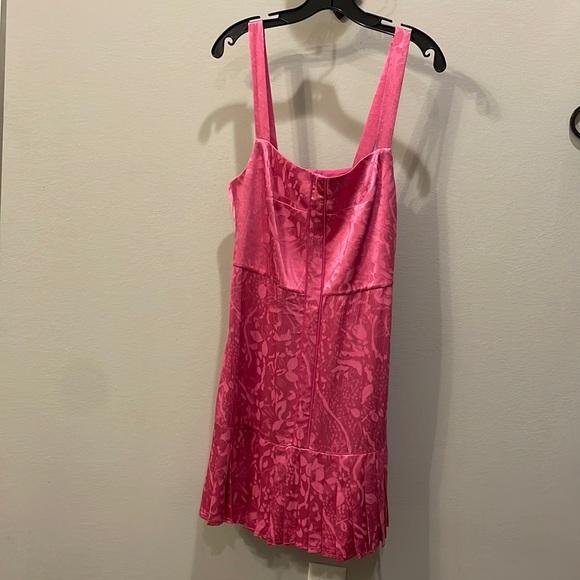 Alexis Aly's Flounce Mini Dress Vivid Fuschia - Picture 2 of 5